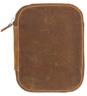 Galen Leather Co. Zippered Collector Pen Case for 14 Kawecos - Crazy Horse Brown