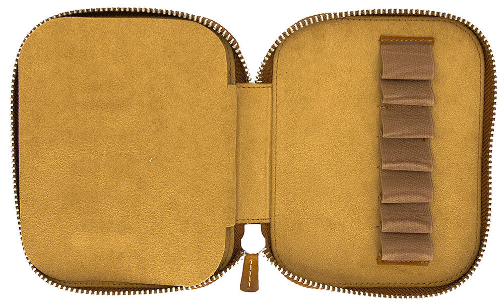 Galen Leather Co. Zippered Collector Pen Case for 14 Kawecos- Crazy Horse Brown