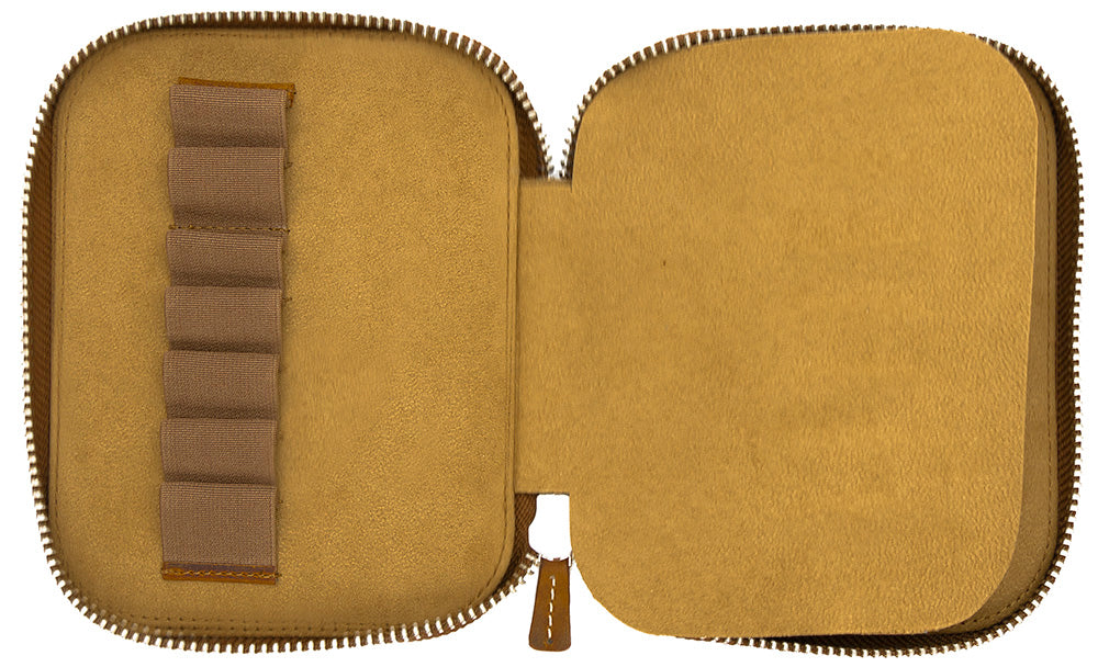 Galen Leather Co. Zippered Collector Pen Case for 14 Kawecos - Crazy Horse Brown