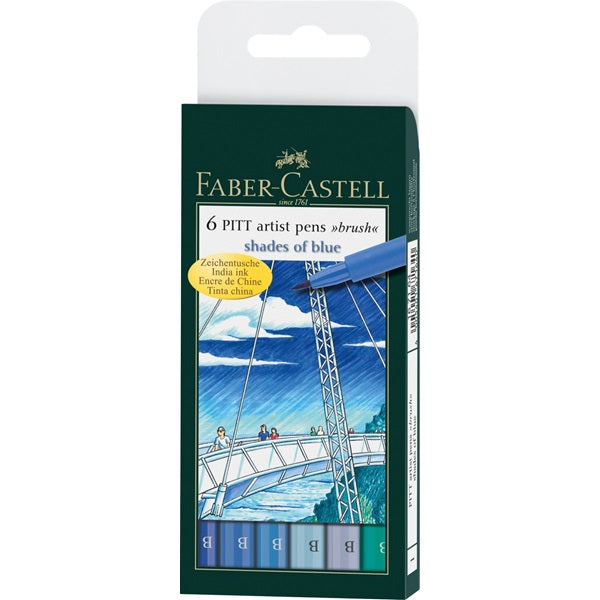 Faber-Castell 6 Pitt Artist Brush Pens Shades of Blue