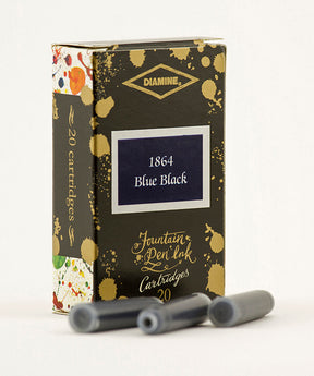 Diamine 1864 Blue Black fountain pen ink is available in a pack of 20 standard international cartridges