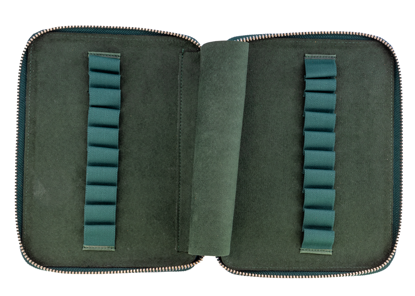 Galen Leather Co. Zippered 20 Slot Pen Case - Crazy Horse Forest Green