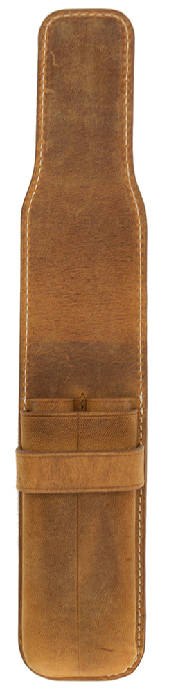 Galen Leather 5 Pen Flap Case - Brown