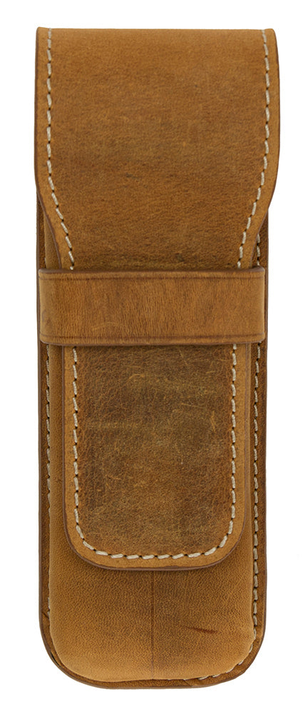 Galen Leather Co. Flap Pen Case for 2 Pens- Crazy Horse Brown