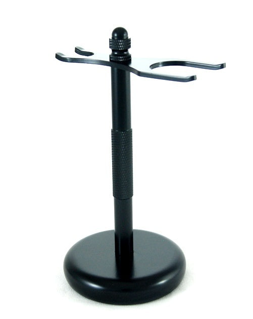 Black Safety Razor Stand - holds brush and razor.