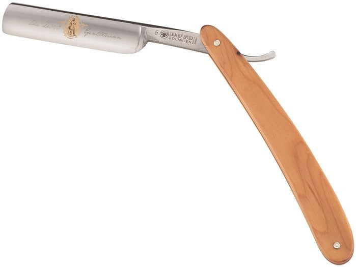 Dovo 5/8" Straight Razor - Yew wood handle. With a full hollow ground carbon steel blade. Made in Germany.