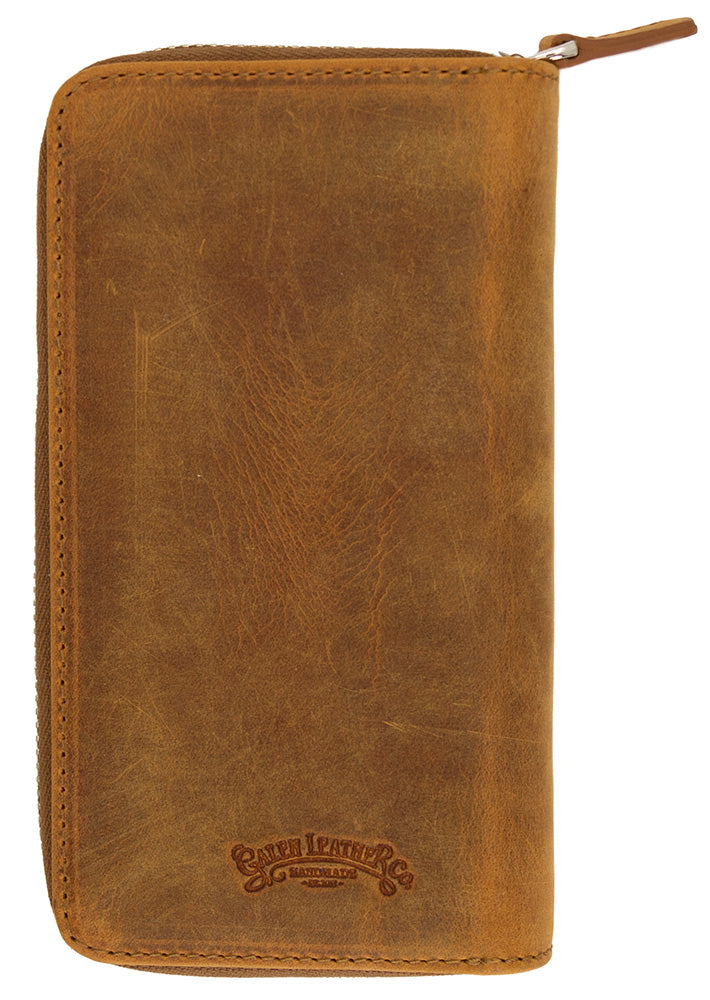 Galen Leather Co. Zippered 3 Slot Pen Case- Crazy Horse Brown