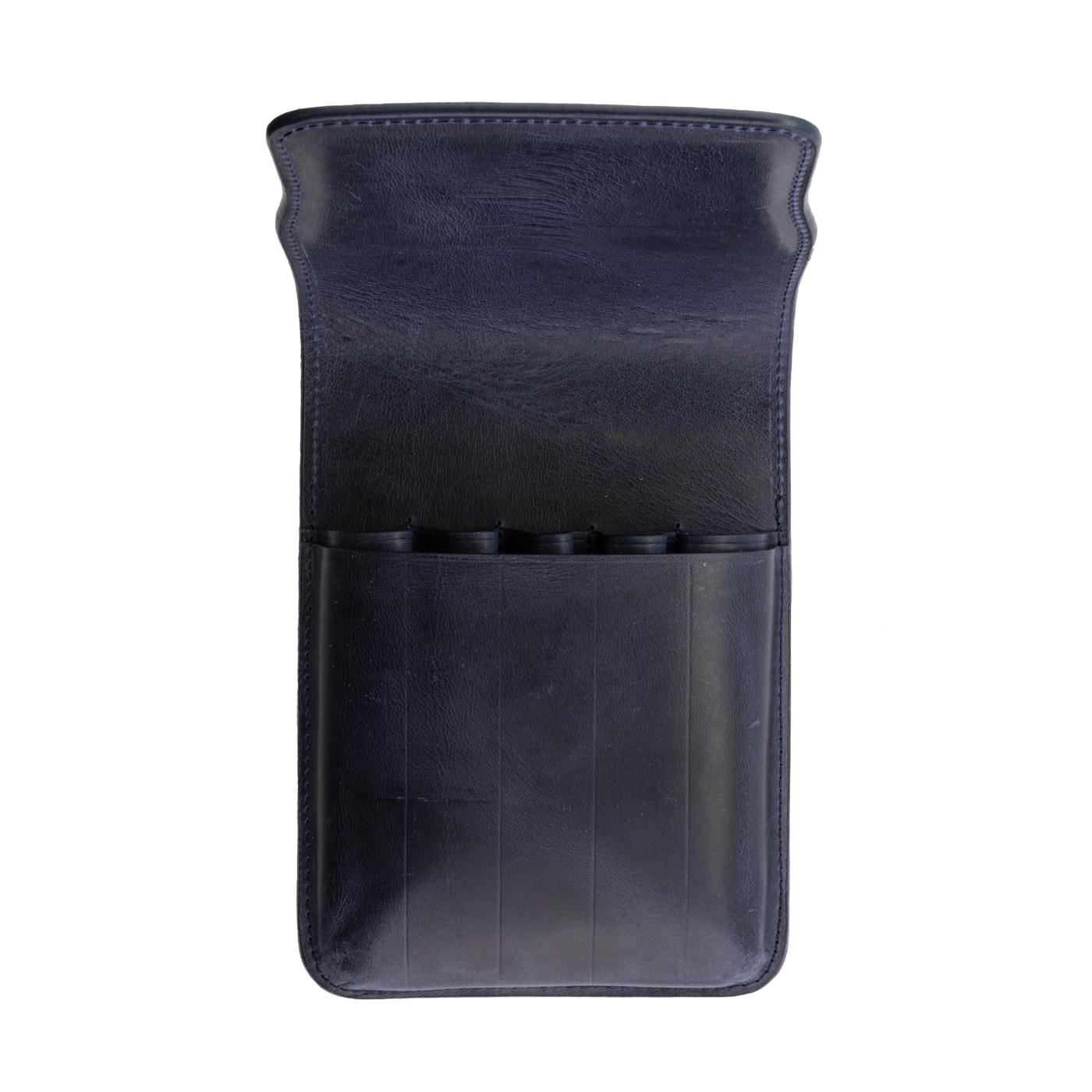Galen Leather Co. Magnetic Flap Pen Case for 5 Pens- Navy Blue