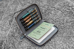 Galen Leather Co. Zippered 5 Slot Pen Case- Crazy Horse Smoky