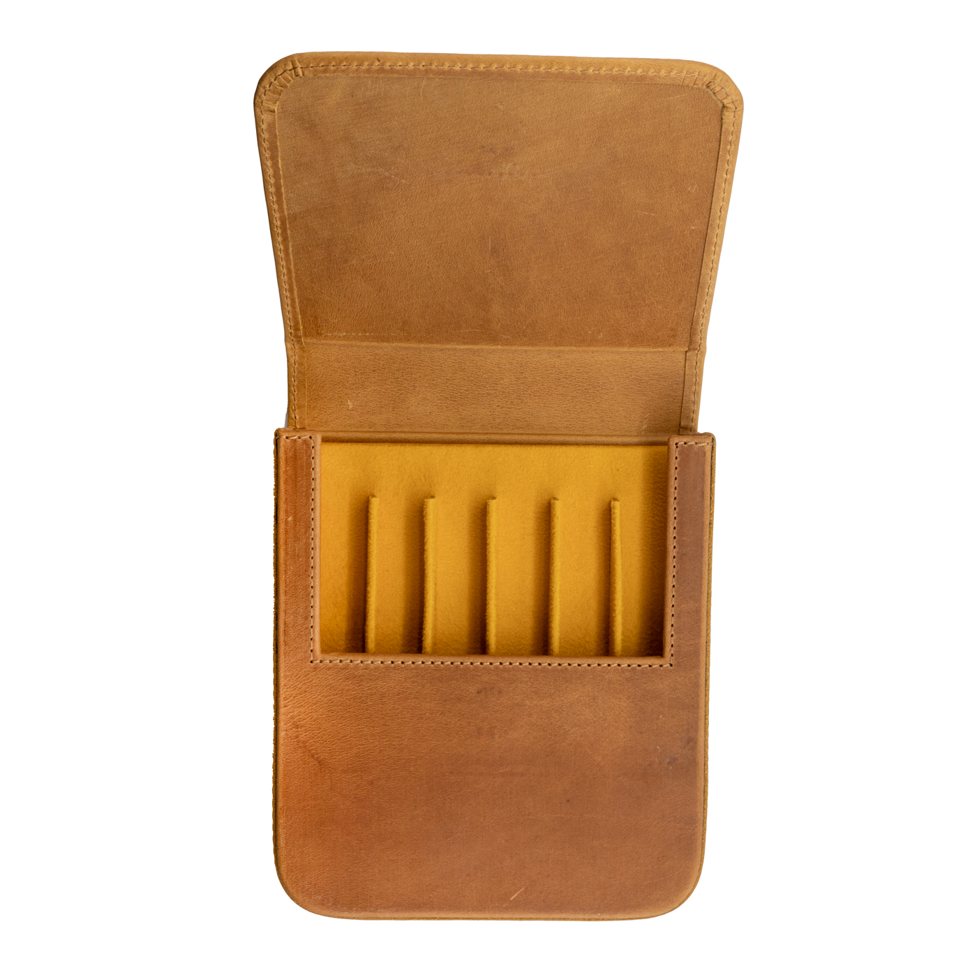 Galen Leather Co. Magnum Opus 6 Slot Hard Pen Case- Crazy Horse Honey Ochre