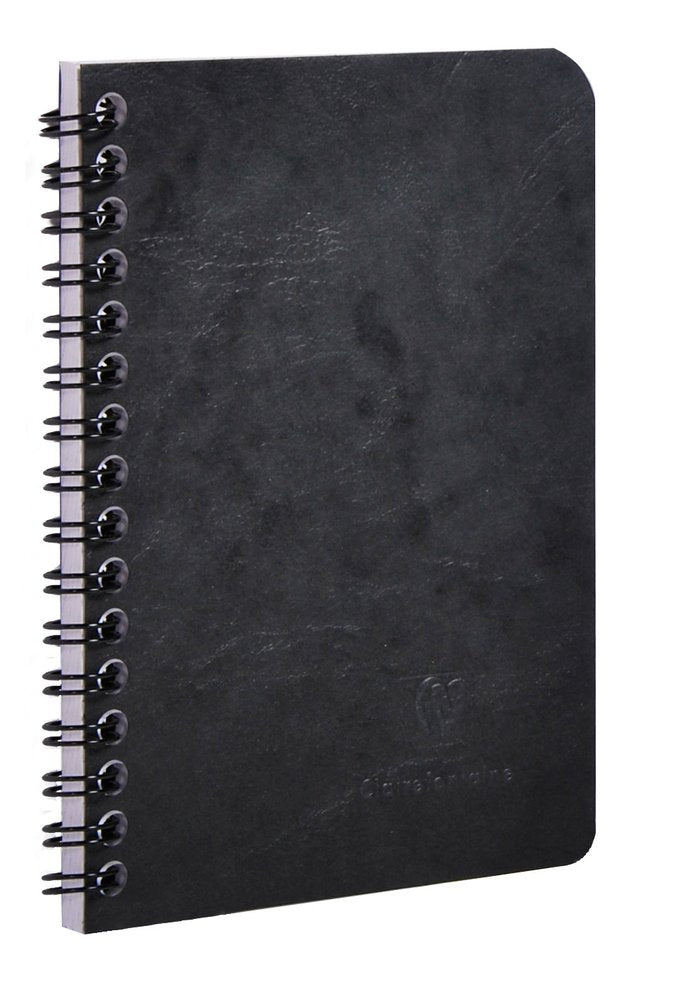 Clairefontaine Basics A5 Side Wirebound Notebook With Pockets - Black Lined