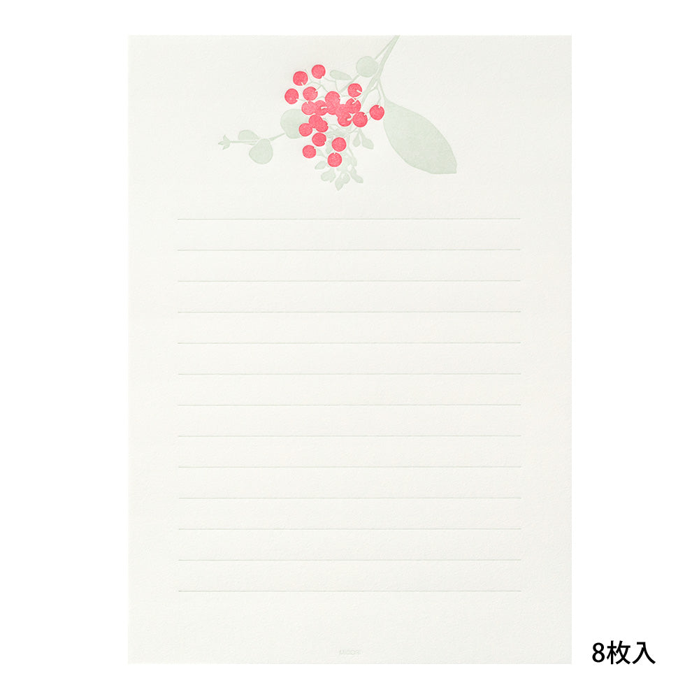 Midori Letter Set 460- Press Bouquet Red
