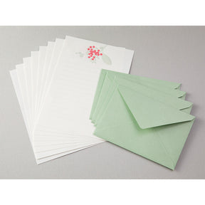 Midori Letter Set 460- Press Bouquet Red