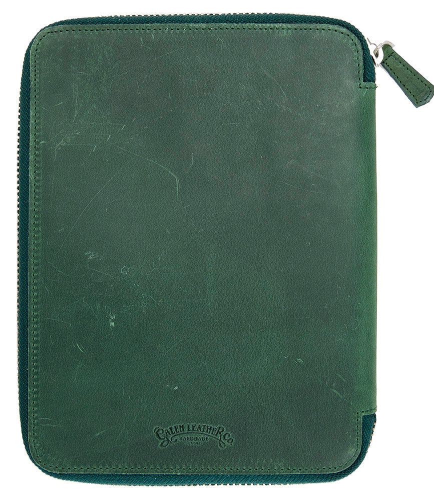 Galen Leather Co. Zippered A5 Notebook Folio - Crazy Horse Forest Green