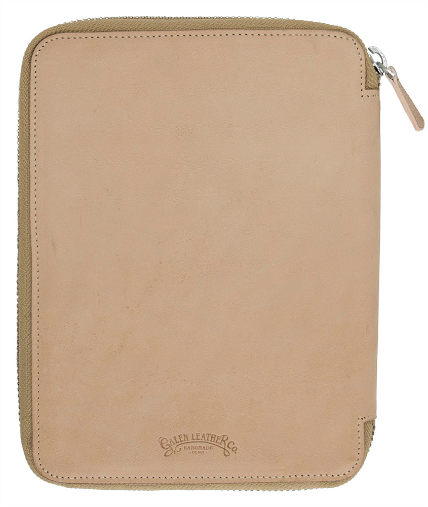 Galen Leather Co. Zippered A5 Notebook Folio- Undyed Leather