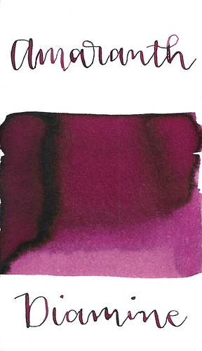 Diamine Amaranth is a medium burgundy colored fountain pen ink made in the UK.