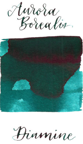 Diamine Aurora Borealis is a medium teal fountain pen ink that was designed by Reddit’s r/fountainpens group.