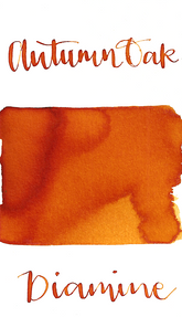 Diamine Autumn Oak is a rich, warm orange-brown fountain pen ink with medium shading.