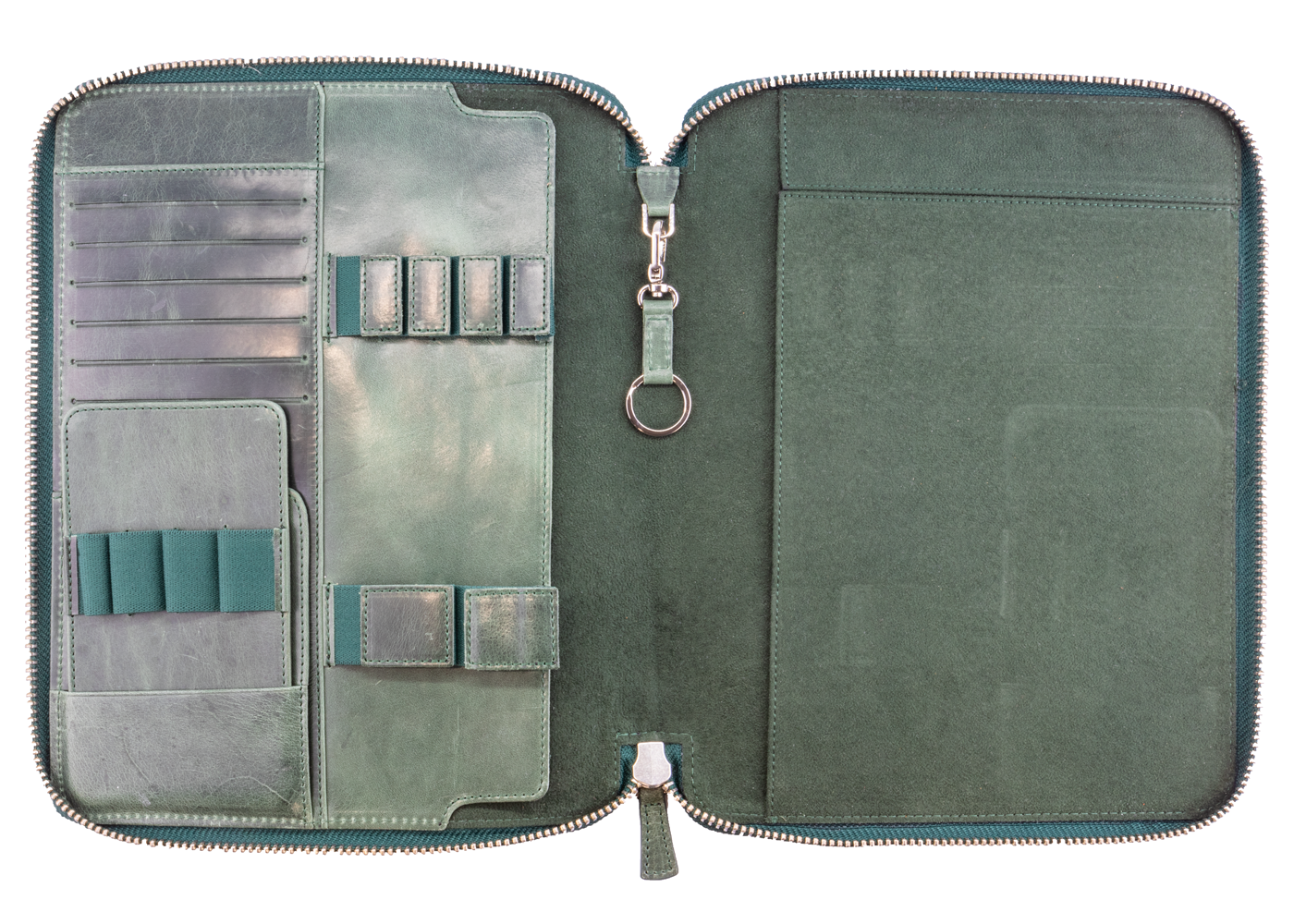 Galen Leather Co. Zippered B5 Notebook Folio- Crazy Horse Forest Green