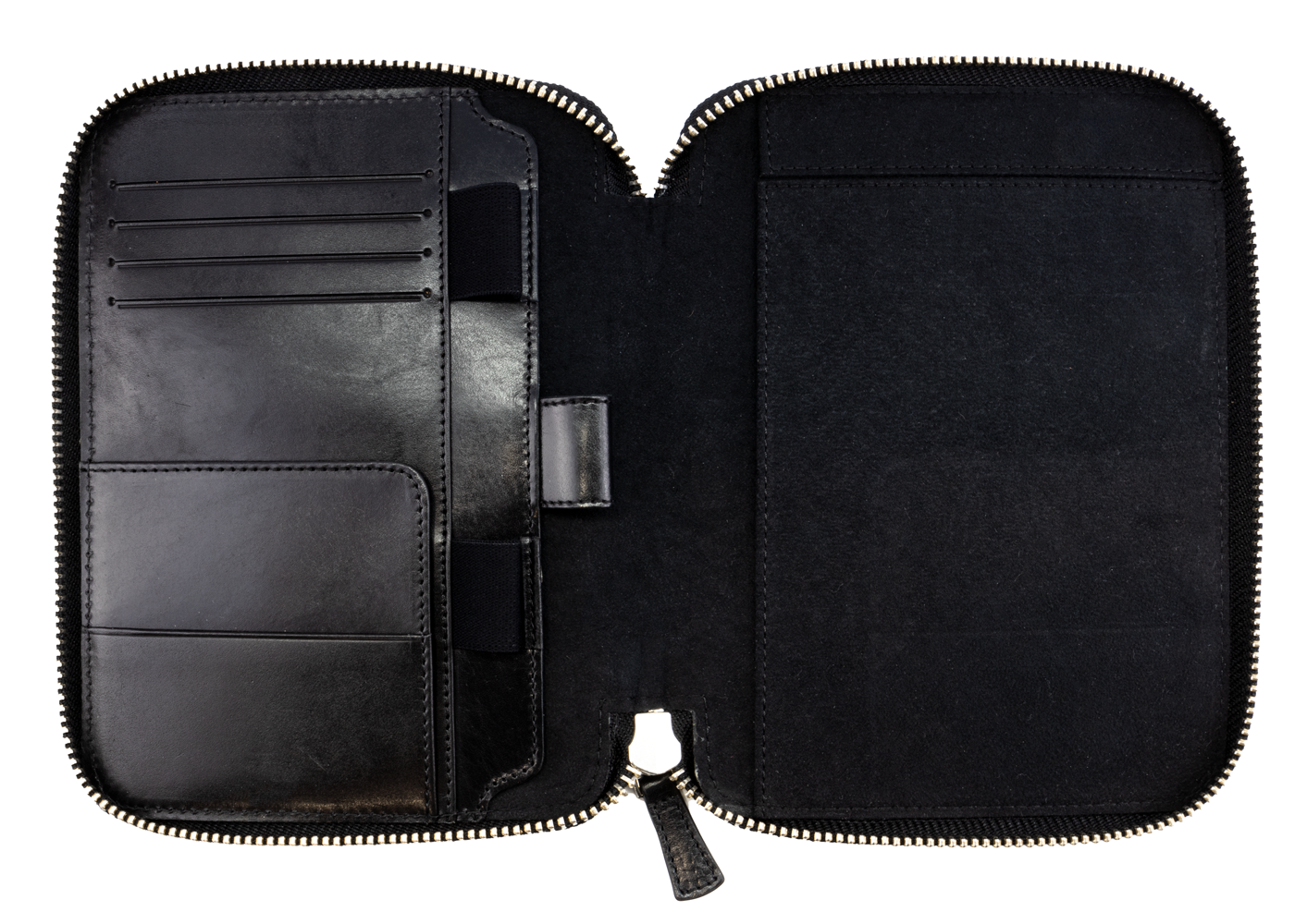 Galen Leather Co. Zippered B6 Notebook Folio- Black