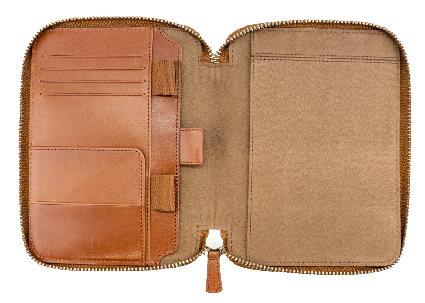 Galen Leather Co. Zippered B6 Notebook Folio- Brown