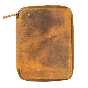 Galen Leather Co. Zippered B6 Notebook Folio- Crazy Horse Brown