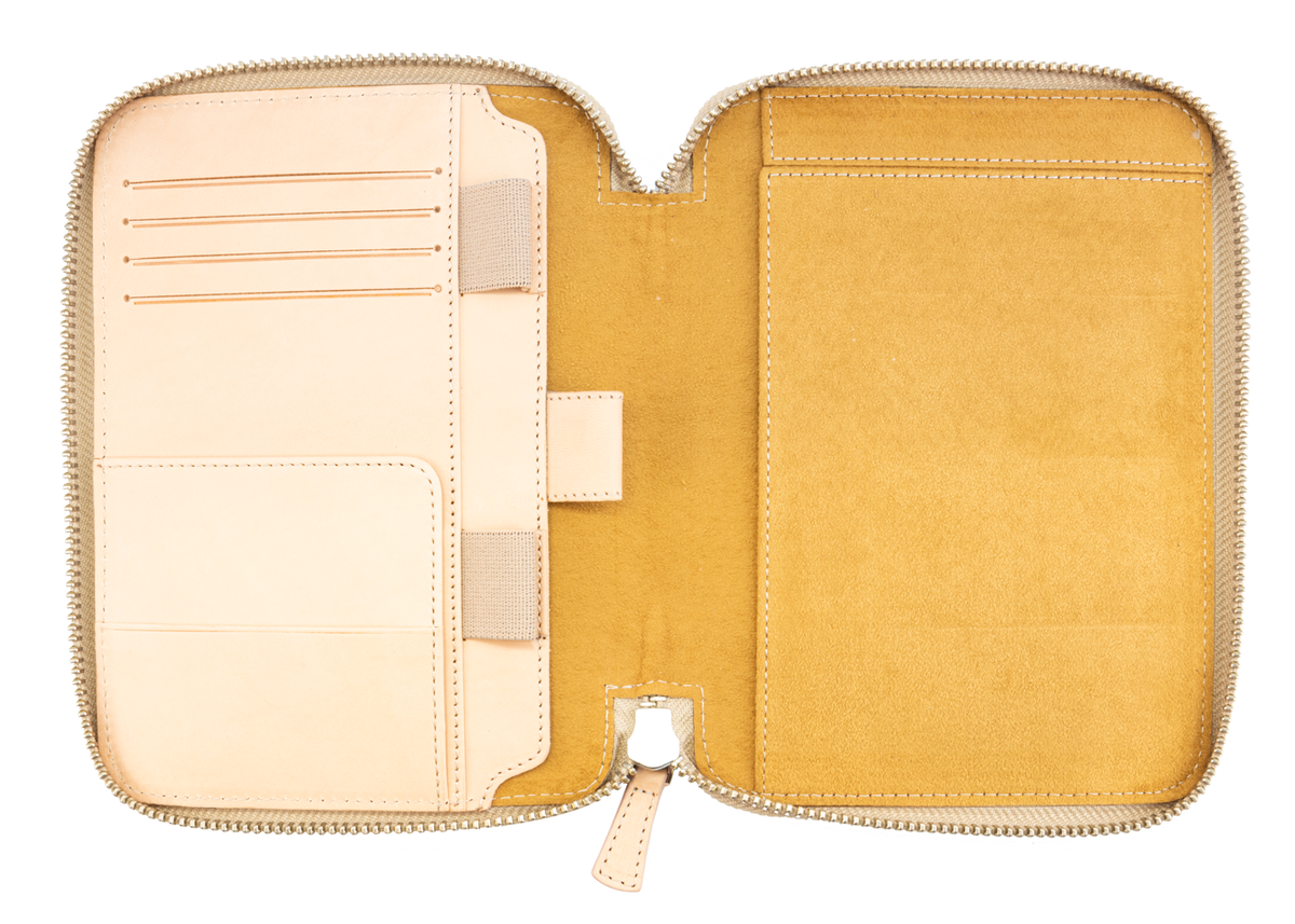 Galen Leather Co. Zippered B6 Notebook Folio- Undyed Leather