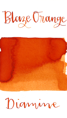 Diamine Blaze Orange is a dynamic medium orange fountain pen ink.