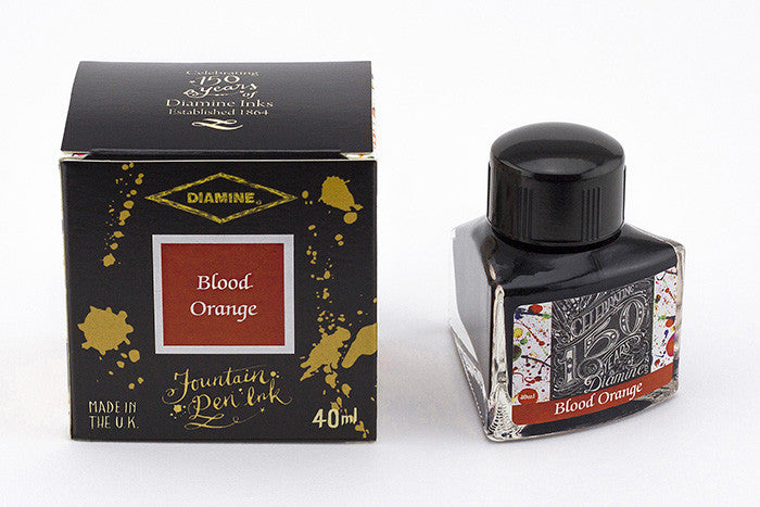 Diamine Blood Orange fountain pen ink is available in a triangular shaped 40ml bottle.
