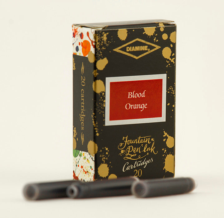 Diamine Blood Orange fountain pen ink is available in a pack of 20 standard international cartridges