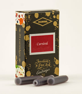 Diamine Carnival fountain pen ink is available in a pack of 20 standard international cartridges