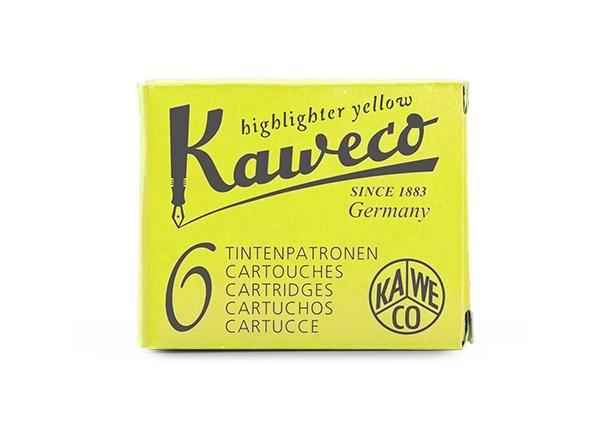 Kaweco Highlighter Yellow is an eye-searing neon yellow. It dries in 20 seconds in a medium nib on Rhodia and has a wet flow. Highlighter Yellow is only available in cartridges. Kaweco ink is made in Germany