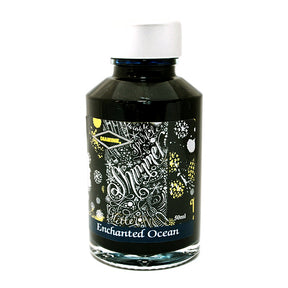 Diamine Shimmertastic Enchanted Ocean fountain pen ink is available in a 50ml glass bottle.