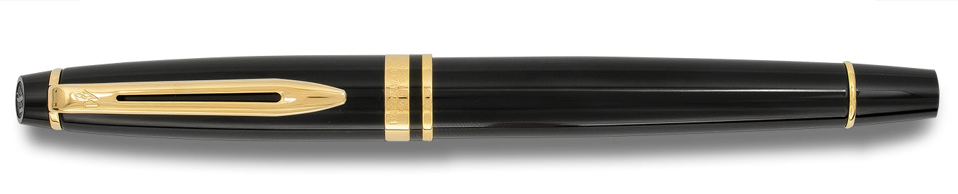Waterman Expert Black Lacquer Gold Trim Fountain