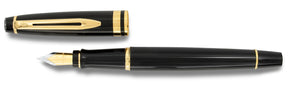 Waterman Expert Black Lacquer Gold Trim Fountain