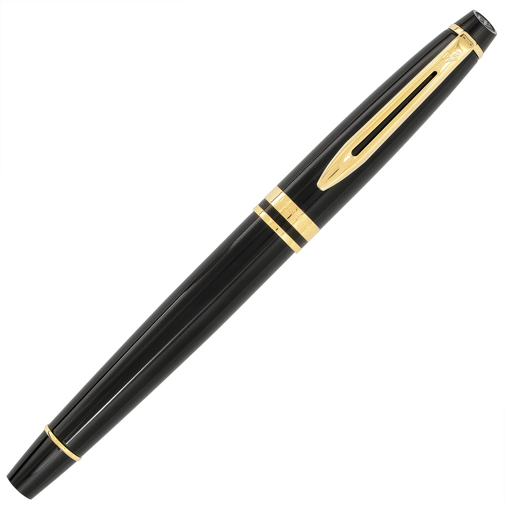 Waterman Expert Black Lacquer Gold Trim Fountain