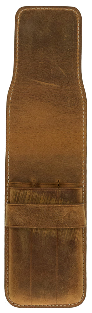 Galen Leather Co. Flap Pen Case for 3 Pens - Crazy Horse Brown