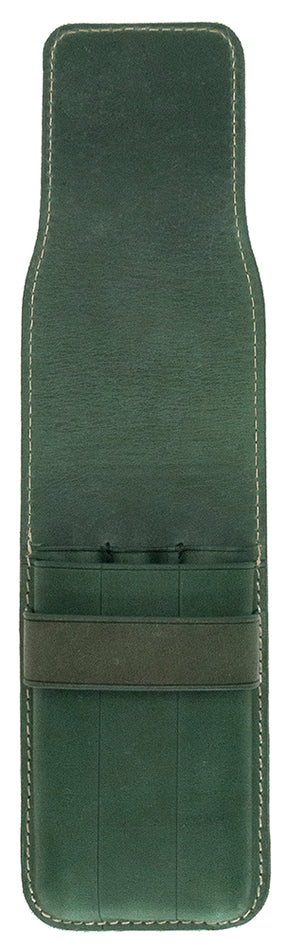 Galen Leather Co. Flap Pen Case for 3 Pens- Crazy Horse Forest Green