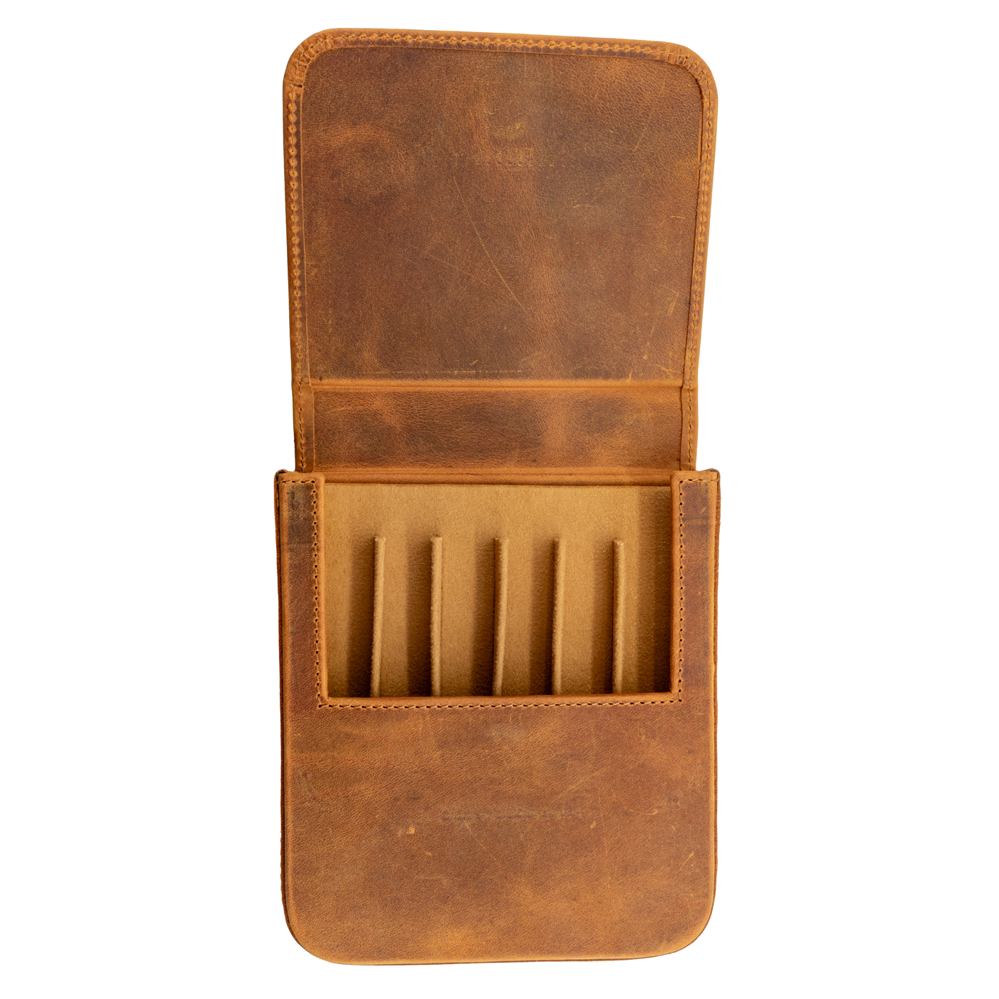 Galen Leather Co. Magnum Opus 6 Slot Hard Pen Case- Crazy Horse Brown