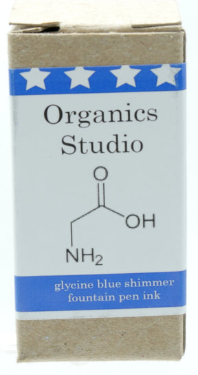 Glycine&nbsp;blue shimmer fountain pen ink is a deep rich saturated blue with shiny&nbsp;light blue shimmer.