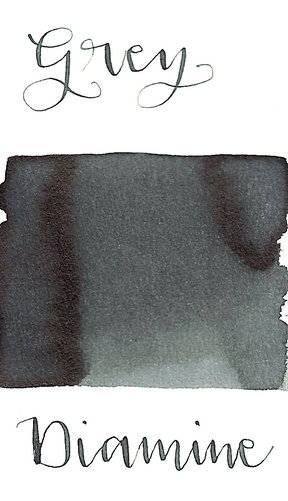 Diamine Grey is a medium neutral grey fountain pen ink with low shading.