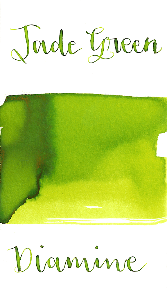 Diamine Jade Green is a light summery green fountain pen ink with medium shading.