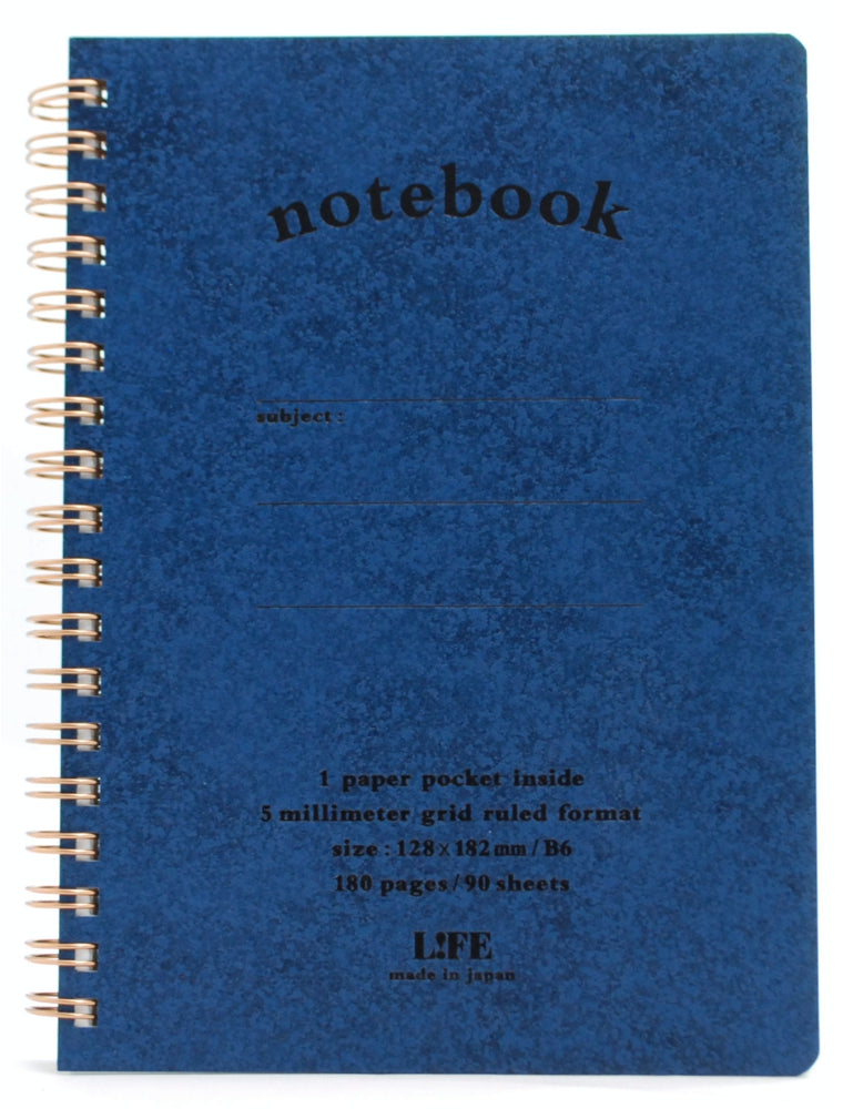 Life Stationery B6 Spiral Notebook Blue