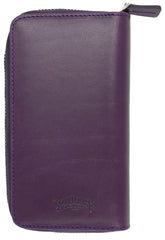 Galen Leather Co. Zippered 3 Slot Pen Case - Purple