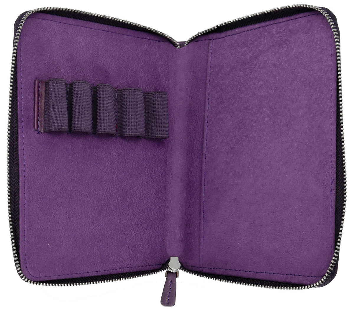 Galen Leather Co. Zippered 5 Slot Pen Case- Purple