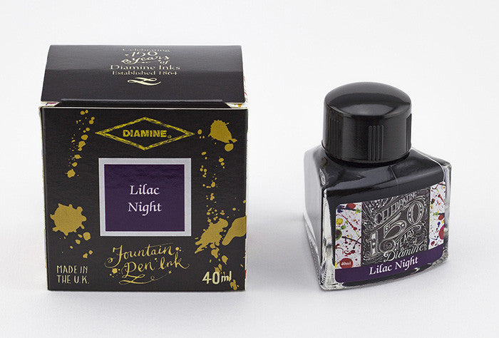 Diamine Lilac Night fountain pen ink is available in a triangular shaped 40ml bottle.