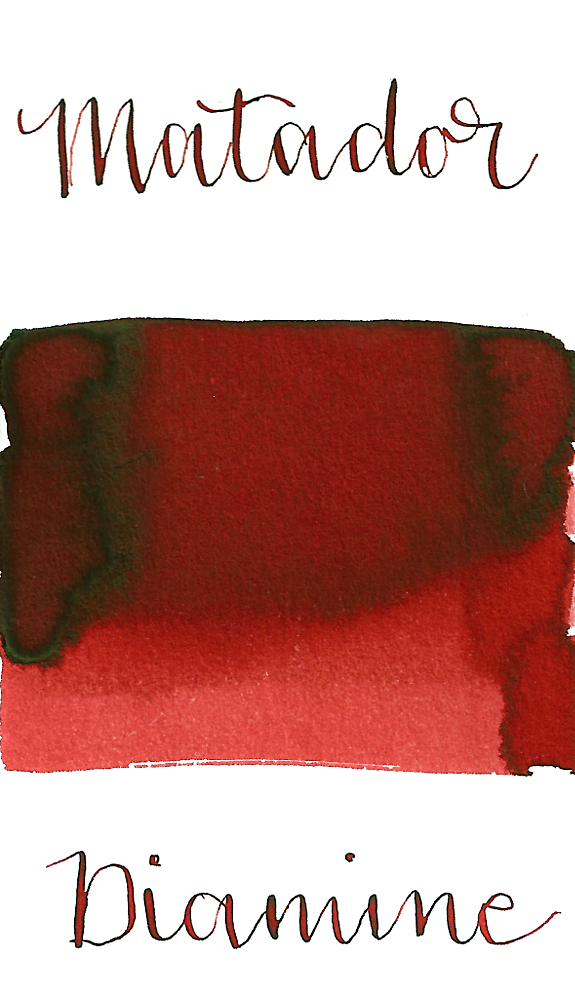 Diamine Matador is a dark, classic red fountain pen ink.