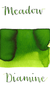 Diamine Meadow is a spring green fountain pen ink with medium shading.