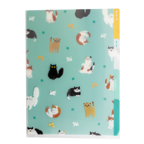 Midori 3 Pocket Clear Folder A4 Cats