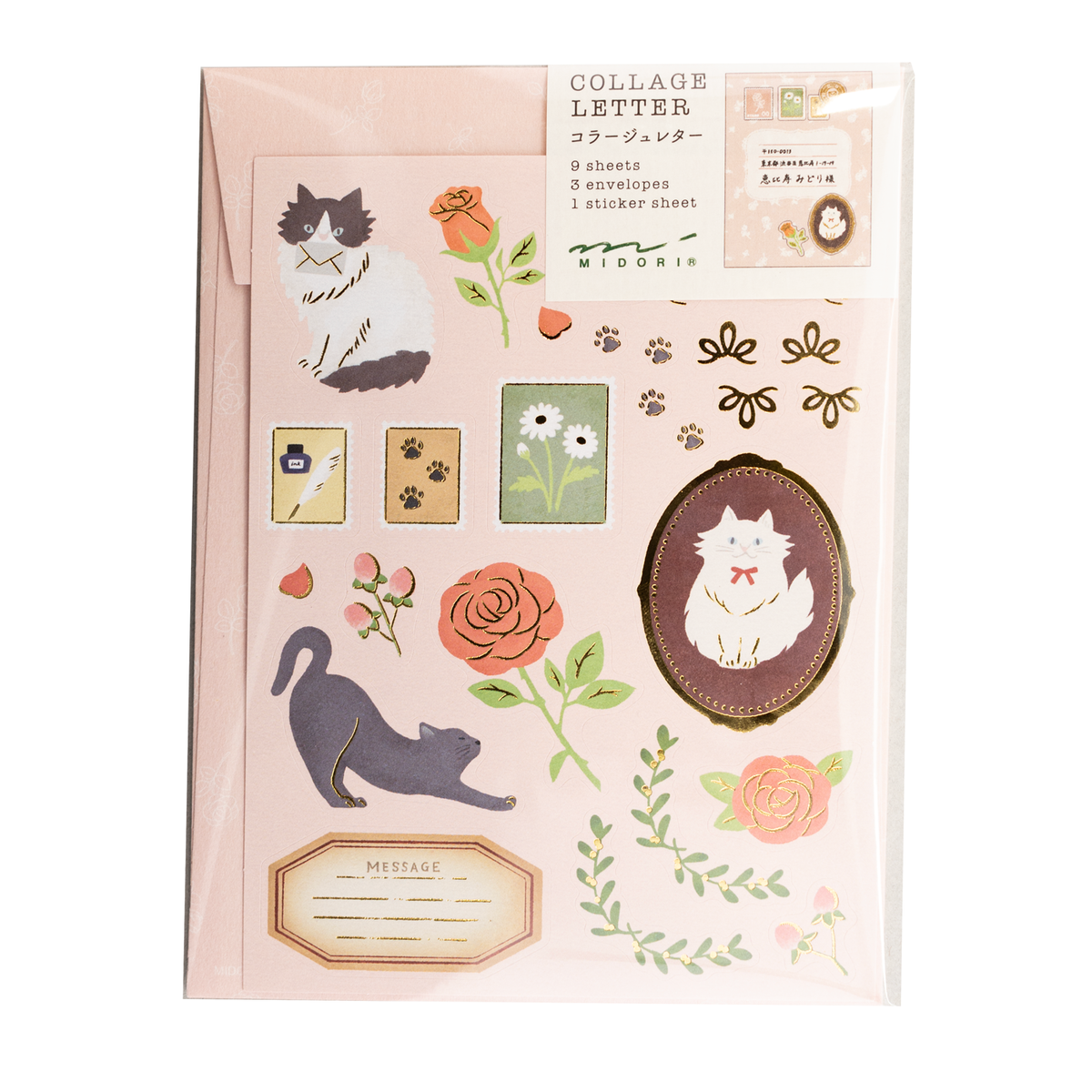 Midori Letter Set (922) Collage - Cat